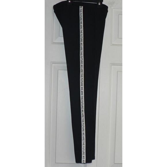 BCBGirls Maxazria Leggings " We Are The Future" Side Stripe Blk/White Large $36 - Picture 1 of 5